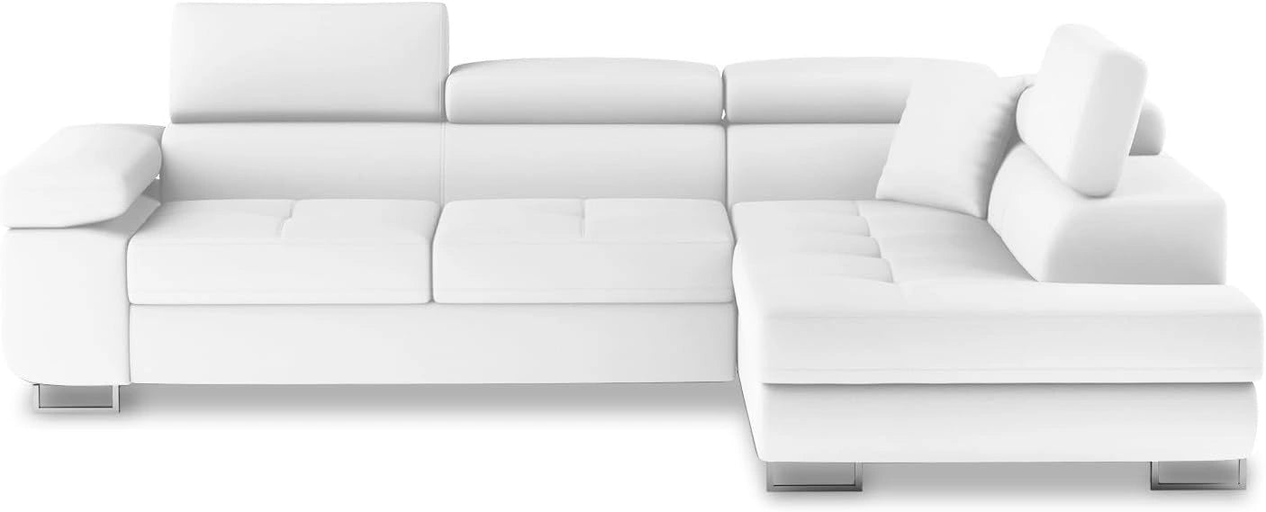 Canapé d'Angle Convertible Droit Marius en Blanc - Élégance et Confort Pour Votre Salon