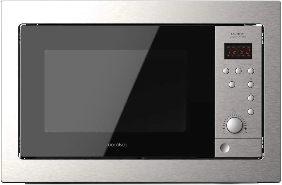 Micro-ondes Encastrable Cecotec GrandHeat 2500 SteelBlack, 900W, 25L, Gril 1000W, 8 Programmes, Décongélation, Minuterie 95 min