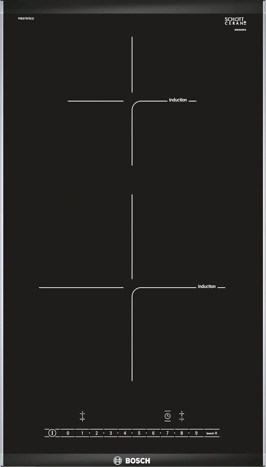 Plaque à Induction Bosch Série 6, 2 Zones, 30 cm, Noir — Chauffage Rapide et Sûr