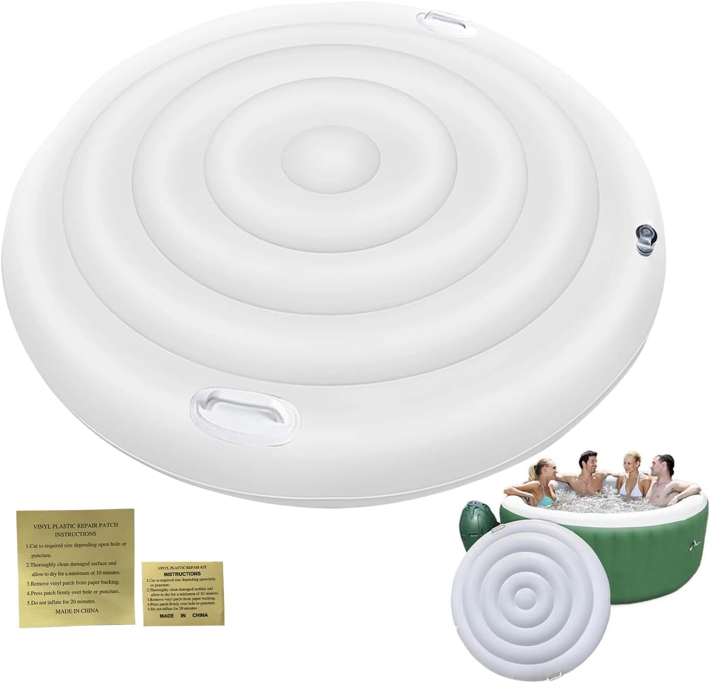Bâche Protectrice pour Spa Gonflable 160 cm - Couverture Rondes Imperméable et Isolante avec Poignée