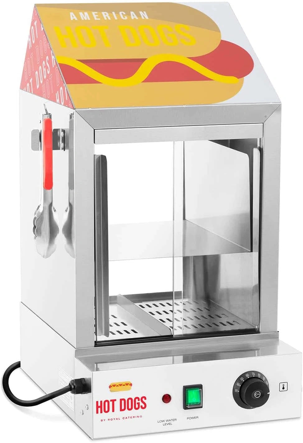 Cuiseur à vapeur pour hot dogs en acier inoxydable - 100 saucisses, 25 pains, 1000W, 30-110°C