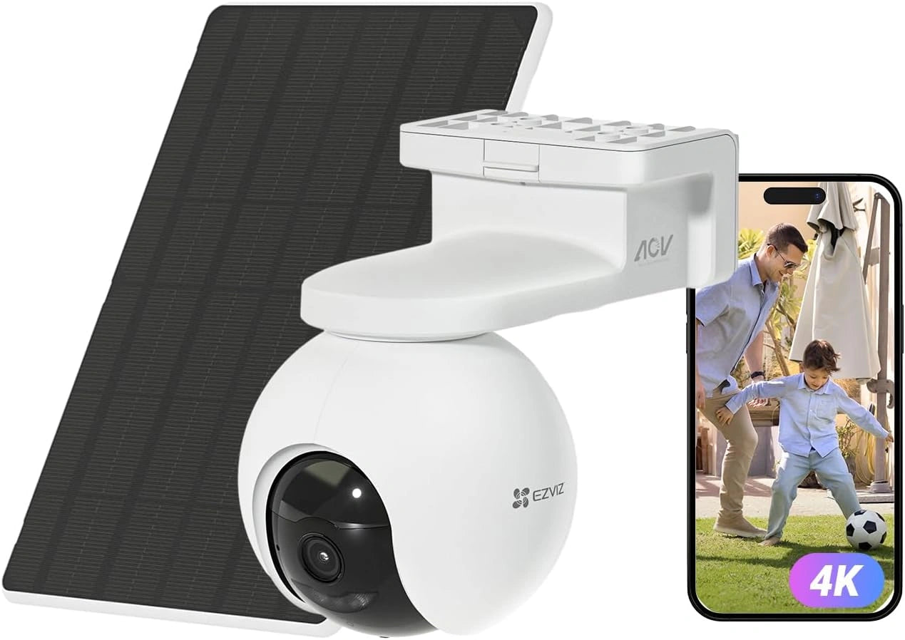 Caméra de Surveillance Extérieure 4K WiFi EZVIZ avec Panneau Solaire, Détection Intelligente et Rotation 360°