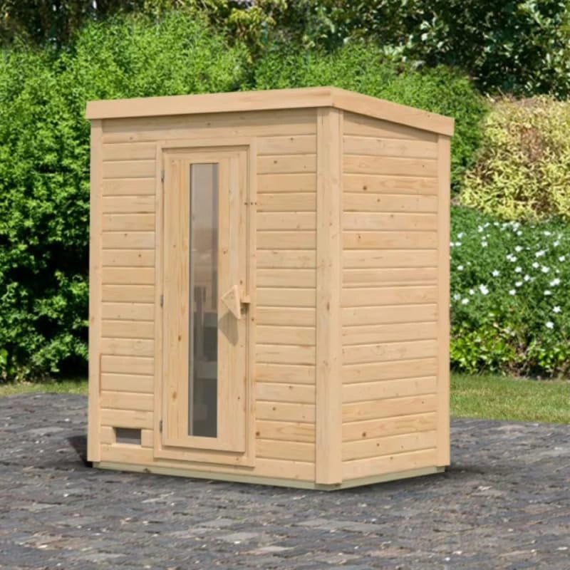 Sauna Extérieur en Bois Épicéa pour 2 Personnes avec Porte Isolante