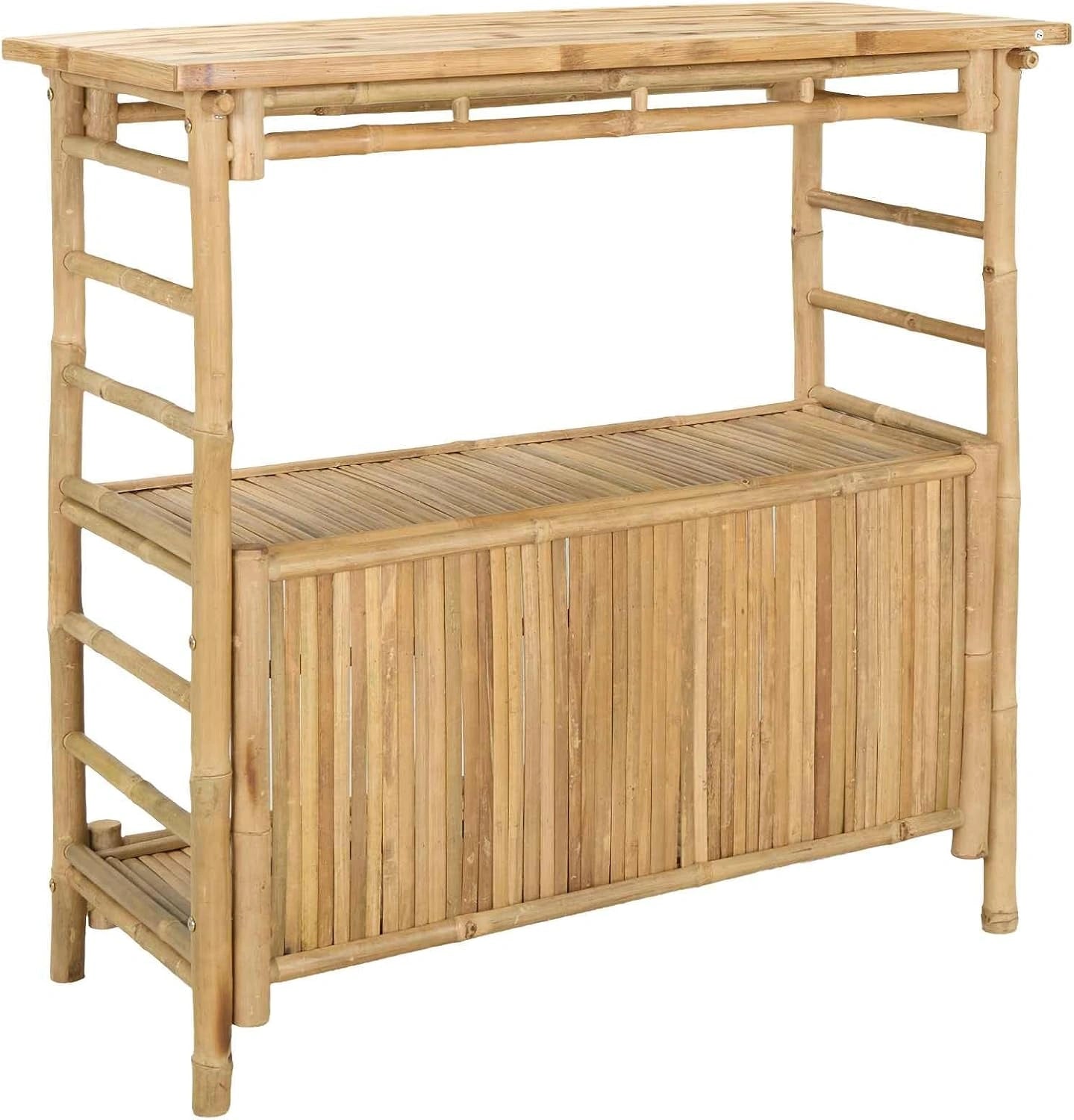 Table de Bar Extérieur en Bambou Naturel 110x50x105 cm, Résistante et Écologique