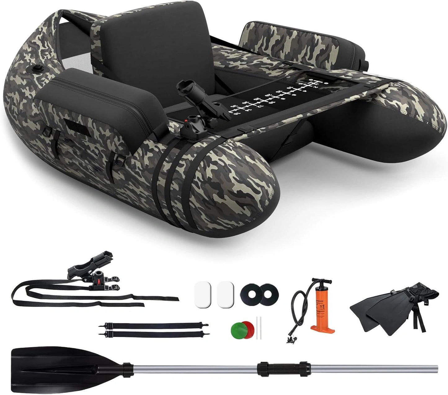COSTWAY Bateau de Pêche Gonflable avec Accessoires Complets, Charge Maximale 150 KG