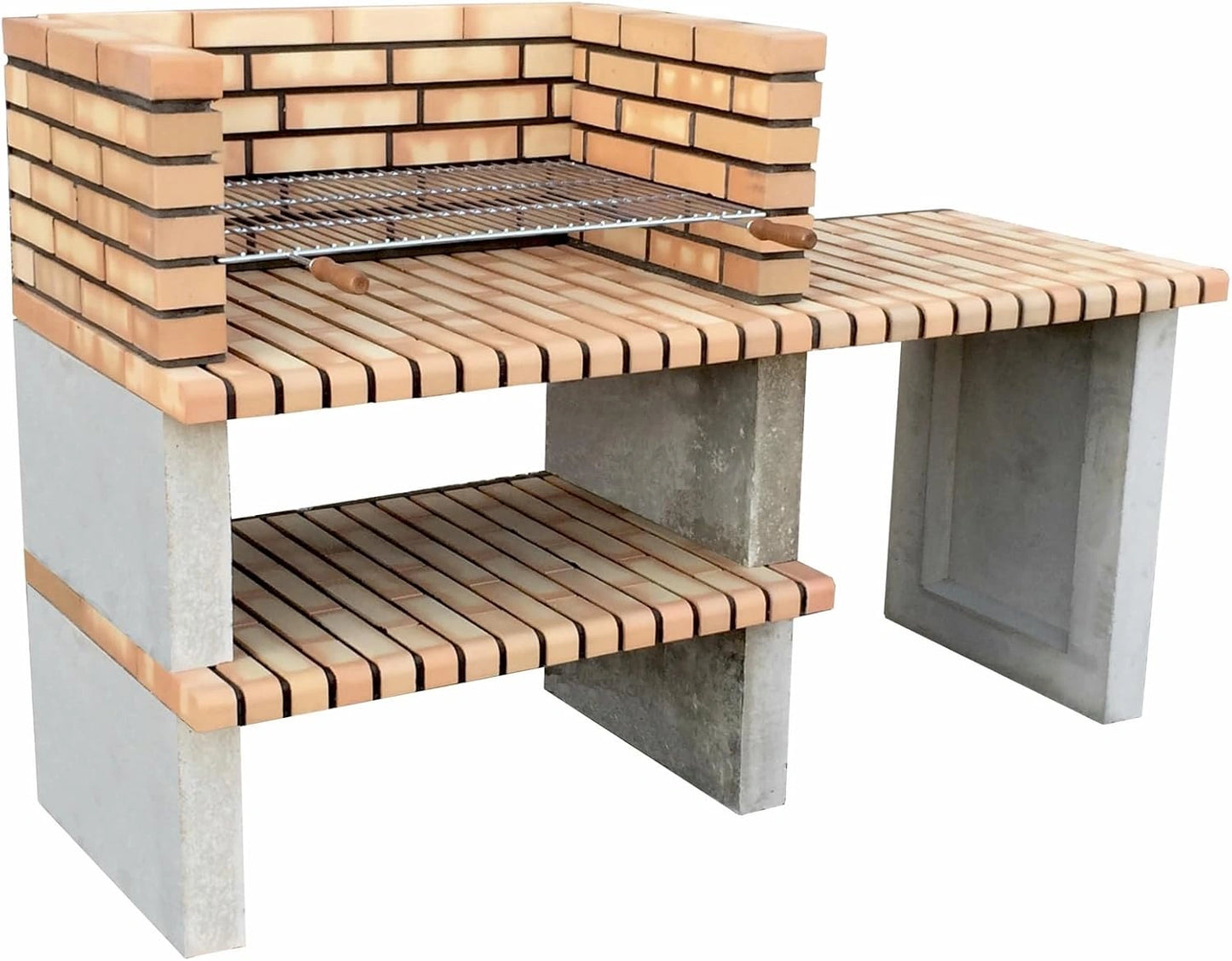 MOVELAR - Barbecue en béton réfractaire pour bois et charbon, modèle Paellero Almenara 85, 177x70x120 cm, couleurs gris et orange