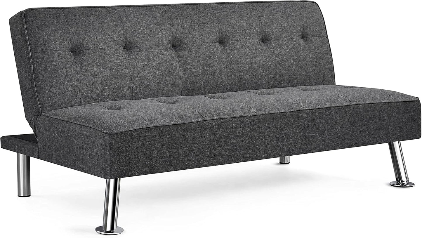 Canapé-Lit Convertible en Tissu Gris Foncé pour Salon et Chambre