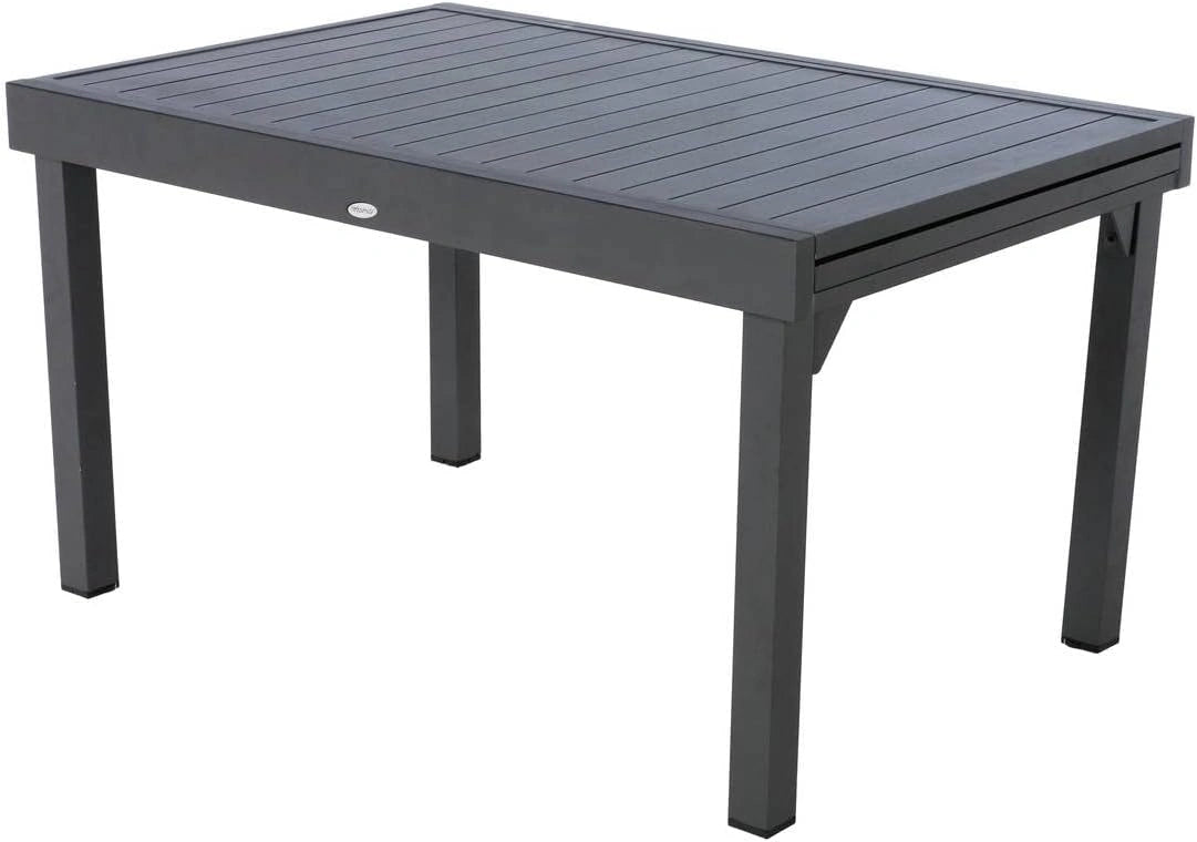 Table de jardin extensible 10 places en aluminium gris graphite antirouille