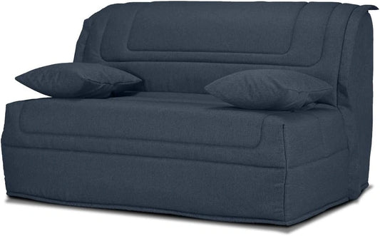 Banquette-lit BZ 140x190 cm en Tissu Gris avec Matelas Bultex 12 cm et Coussins Décoratifs