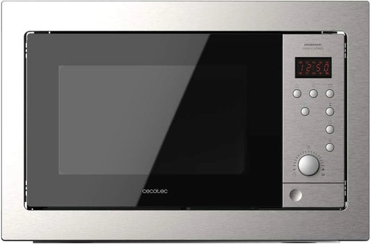 Micro-ondes Encastrable Cecotec GrandHeat 2500 SteelBlack, 900W, 25L, Gril 1000W, 8 Programmes, Décongélation, Minuterie 95 min