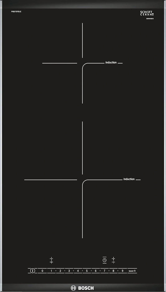 Plaque à Induction Bosch Série 6, 2 Zones, 30 cm, Noir — Chauffage Rapide et Sûr