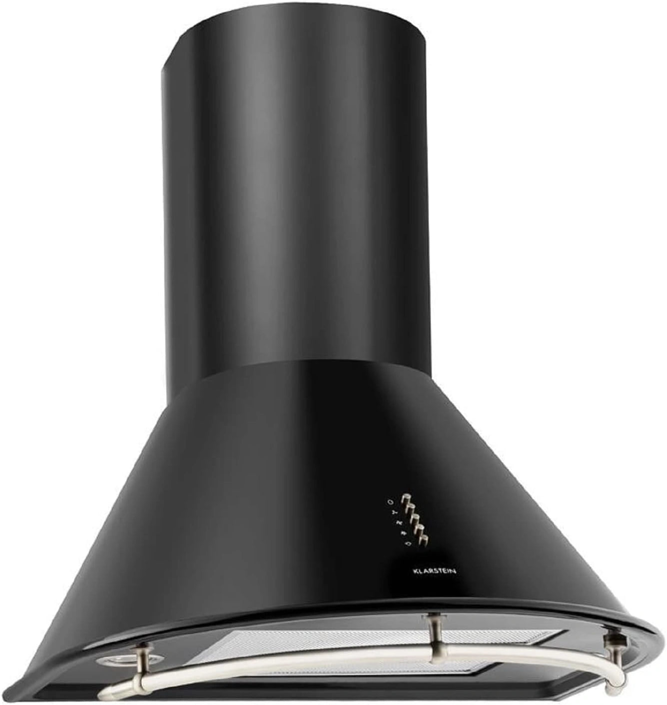 Hotte murale 60 cm Klarsten - Design rétro, 3 vitesses, Débit max 430 m³/h, Filtre anti-graisse, Noir mat