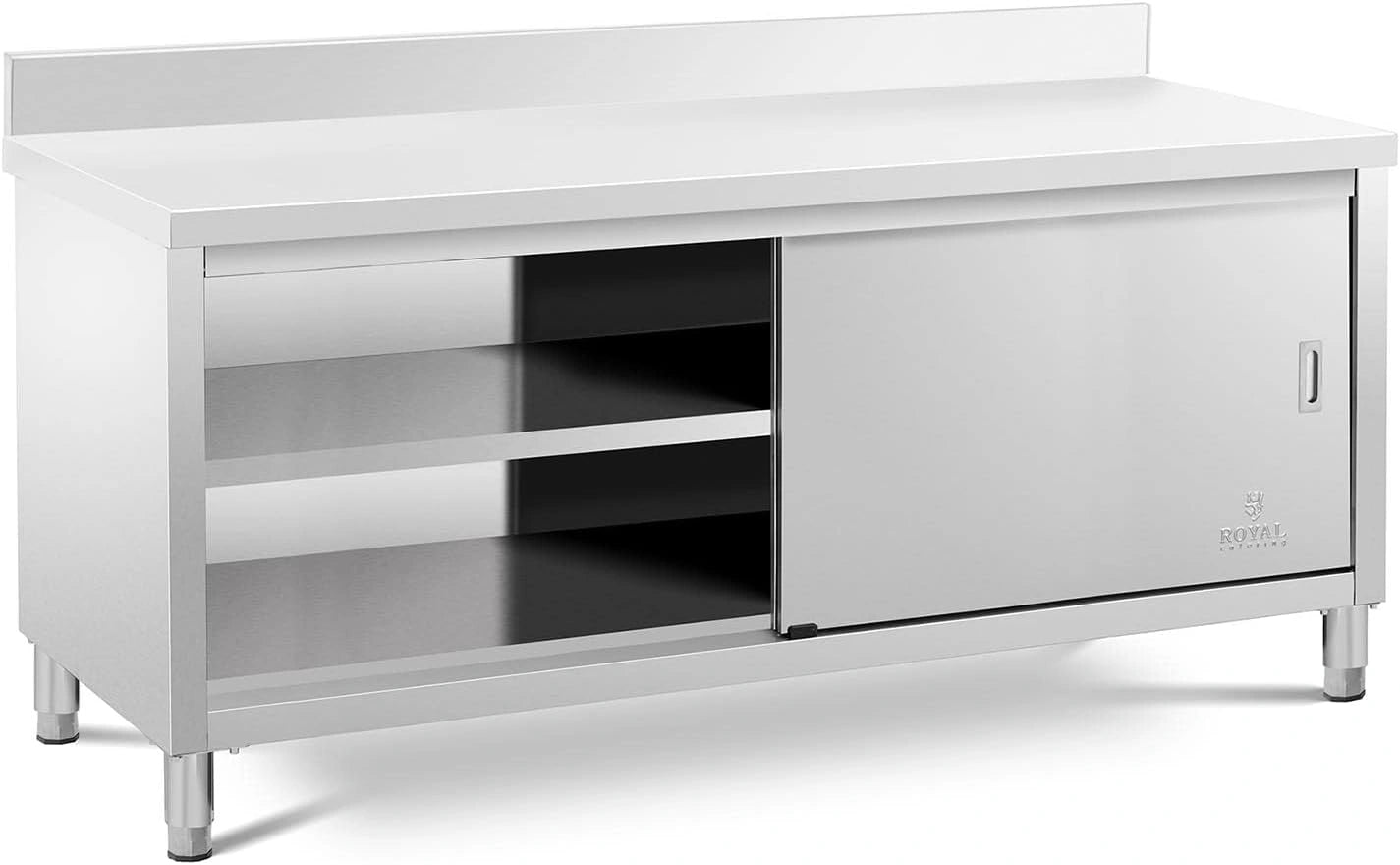 Armoire Cuisine en Acier Inox avec Portes Coulissantes et Dosseret - Capacité 600 kg