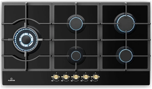 Klarstein Plaque de Cuisson à Gaz 5 Feux - Encastrable 11100W, Acier Inoxydable, GPL Compatible