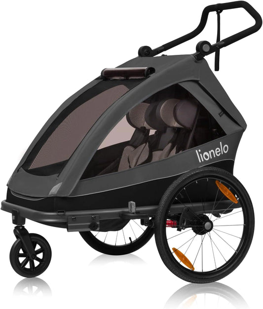 Remorque Vélo Enfant 2 en 1 avec Fonction Poussette, Suspension, Capacité 2x22 kg, Pour Enfants de 6 Mois à 6 Ans
