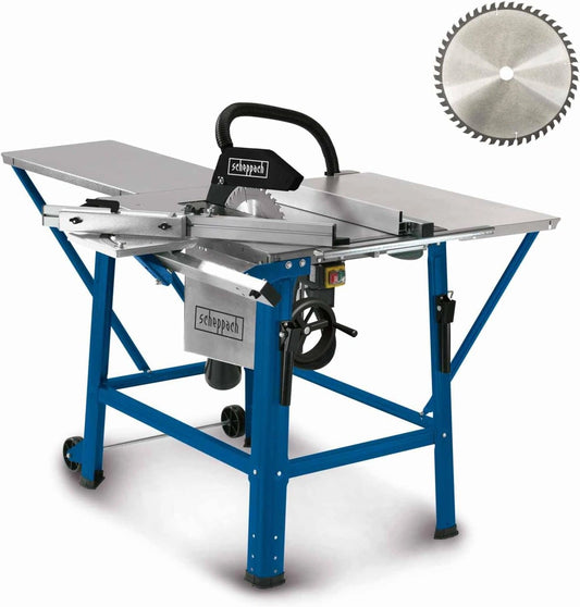 Scheppach Scie sur Table TS310 230V 2200W avec Lame 315mm, Coupe 83mm, Élargissement, Lame Supplémentaire, Rail et Chariot, Inclinaison 45°
