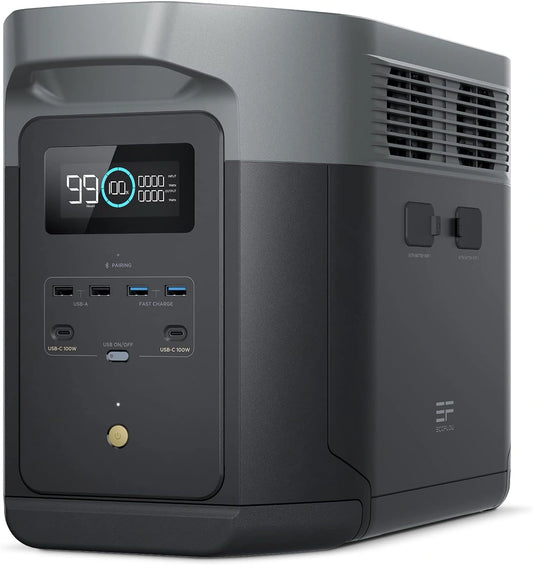 Centrale Électrique Portable EcoFlow DELTA 2 Max 2048Wh, Batterie LFP, Recharge Rapide, 3100W, Silencieuse pour Maison et Voyages