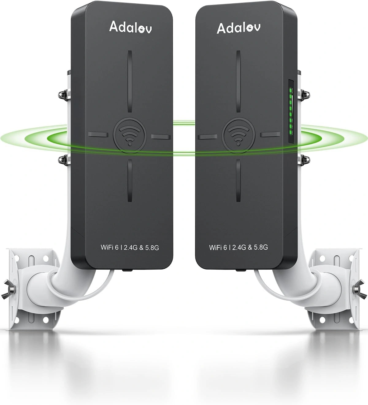 AdaLov WiFi 6 Extenseur Extérieur CPE882 - Pont Sans Fil Gigabit 2,4/5,8 GHz, Portée 5km, Étanche IP65 pour Caméra IP et Zones Rurales, Alimentation PoE/12V DC