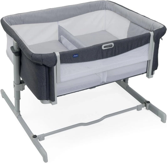 Chicco Next2Me Twins, Lit Cododo Jumeaux, 2 Matelas Inclus, Ajustable en Hauteur sur 11 Niveaux, Séparation en Filet, Pour Bébés 0-6 Mois