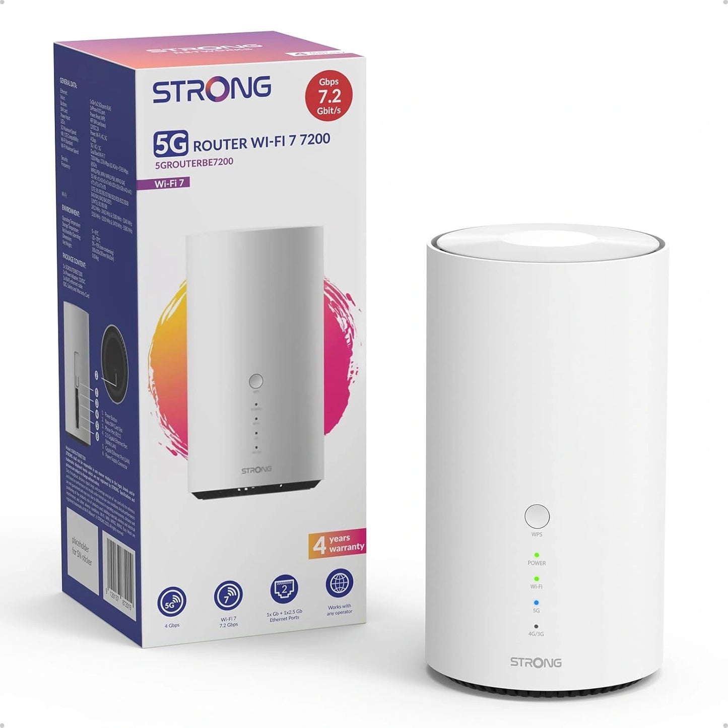 Routeur Wi-Fi 7 5G BE7200 avec Sim, Modem Qualcomm, Débit 7,2 Gbit/s, Ports 2,5 Gbit/s & RJ11, NFC Tap & Basculement WAN