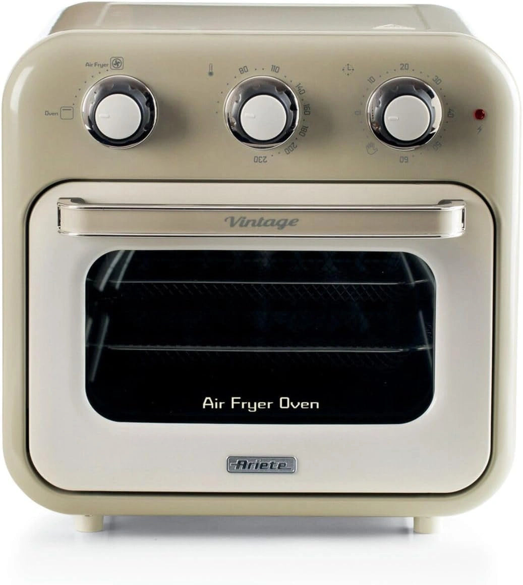 Friteuse et Four Ariete Vintage 2-en-1, 16L, Acier Inoxydable, Jusqu'à 230°C, Minuterie 60 Min, 1400W, Beige