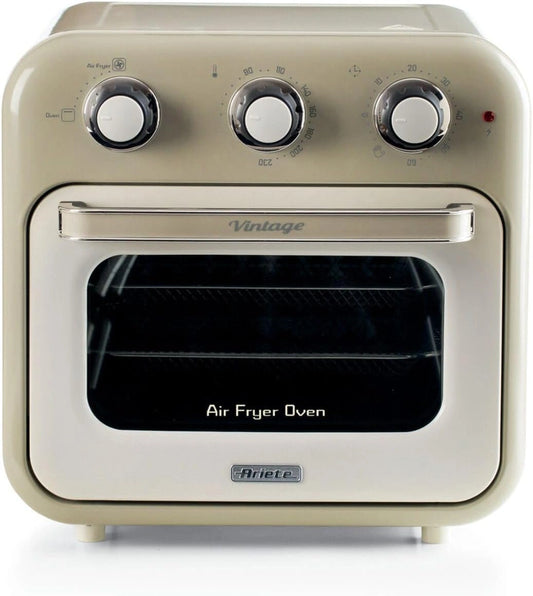 Friteuse et Four Ariete Vintage 2-en-1, 16L, Acier Inoxydable, Jusqu'à 230°C, Minuterie 60 Min, 1400W, Beige