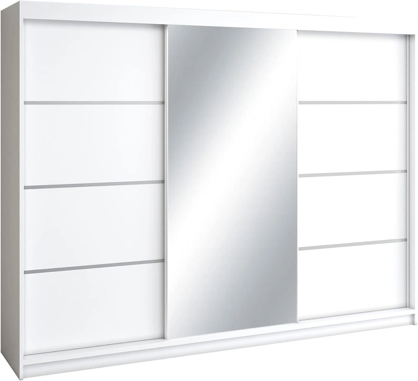 Armoire Coulissante Mono Mars Meble avec Miroir, 200 cm, Blanc
