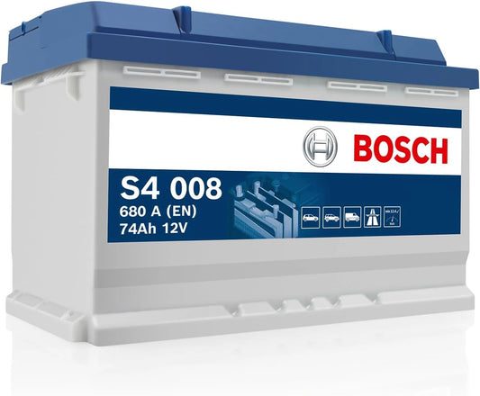 Batterie Voiture Bosch S4 008 74Ah 12V, 680A, Sans Start/Stop, Gauche/Droite