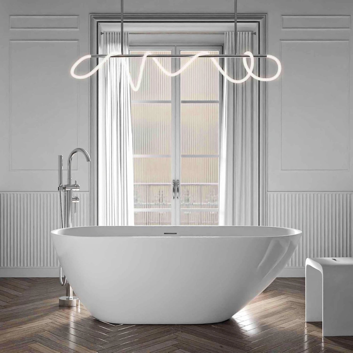 Baignoire Îlot Ovale 170x75cm en Acrylique Blanc avec Bonde et Trop-plein - Modèle ROMA 2.0