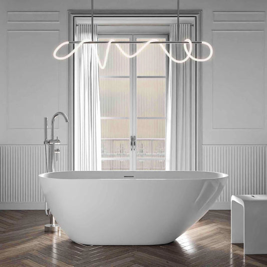 Baignoire Îlot Ovale 170x75cm en Acrylique Blanc avec Bonde et Trop-plein - Modèle ROMA 2.0