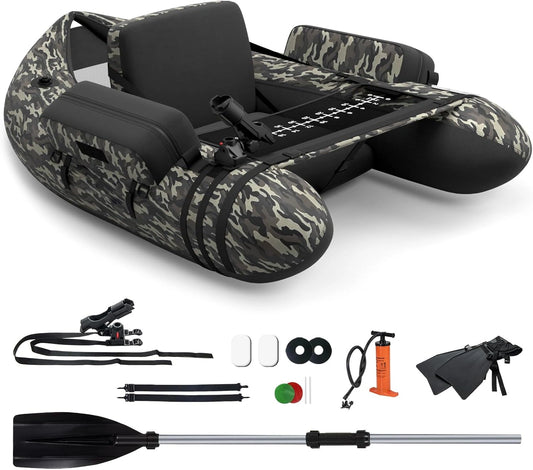 COSTWAY Bateau de Pêche Gonflable avec Accessoires Complets, Charge Maximale 150 KG