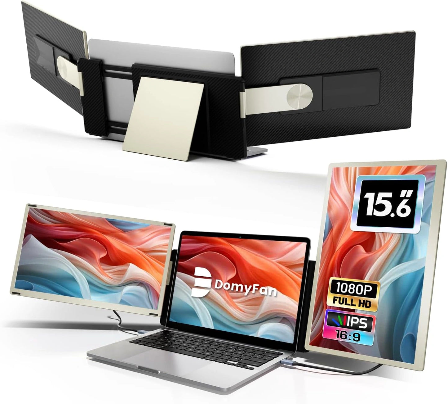 Écran Triple Portable 15,6" FHD 1080P, Compatibilité Universelle Type-C et HDMI