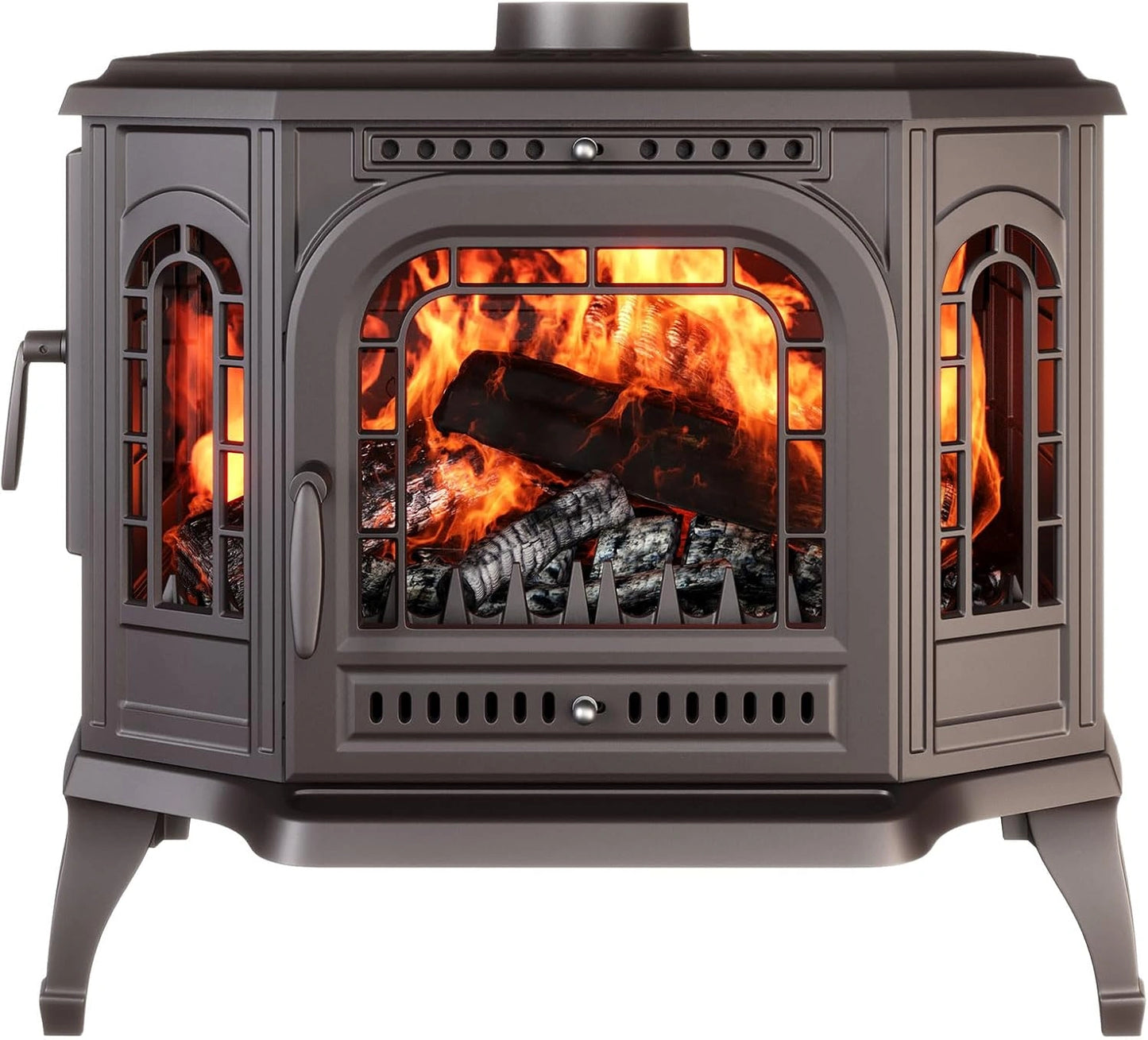 Poêle à bois en fonte avec installation libre, 10,5 kW, ouverture réversible