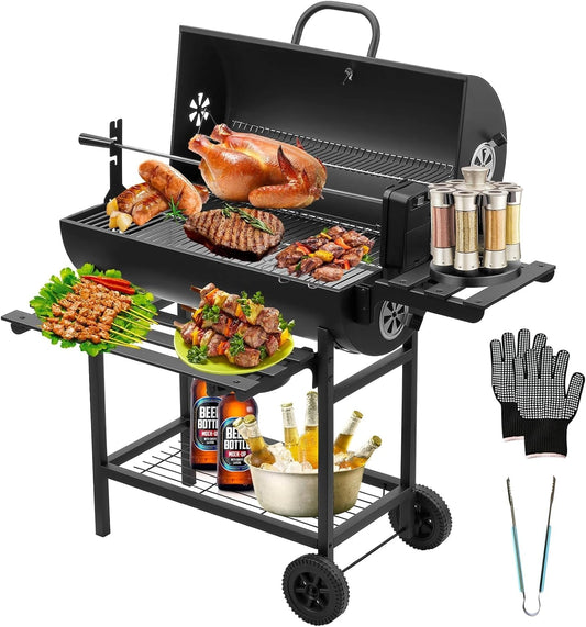 Barbecue à Charbon de Bois TEENO XXL avec Accessoires Inclus
