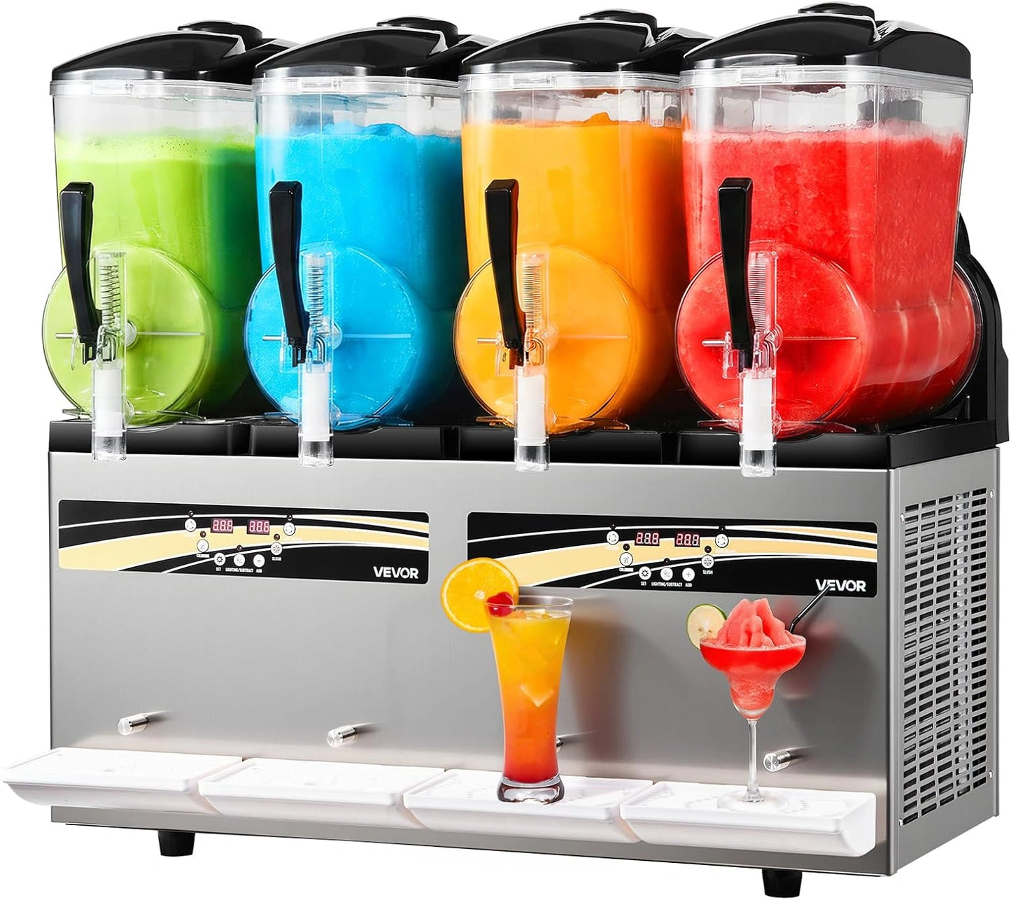 VEVOR Sorbetière Glacée 4x12L, Machine à Granita Autonettoyante pour Restaurants, Bars et Cafés