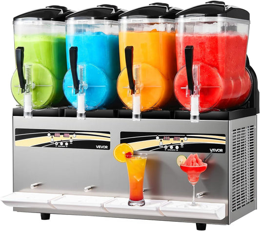 VEVOR Sorbetière Glacée 4x12L, Machine à Granita Autonettoyante pour Restaurants, Bars et Cafés