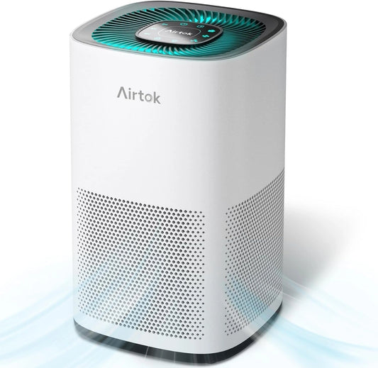 AIRTOK Purificateur d'air HEPA H13, jusqu'à 90 m², élimine 99,97% des allergènes et odeurs, avec veilleuse et minuterie, modèle AP1001