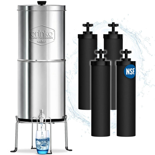 Purificateur d'Eau 8,5 L ORINKO avec 4 Filtres, Système de Filtration par Gravitée pour Eau du Robinet et de Pluie