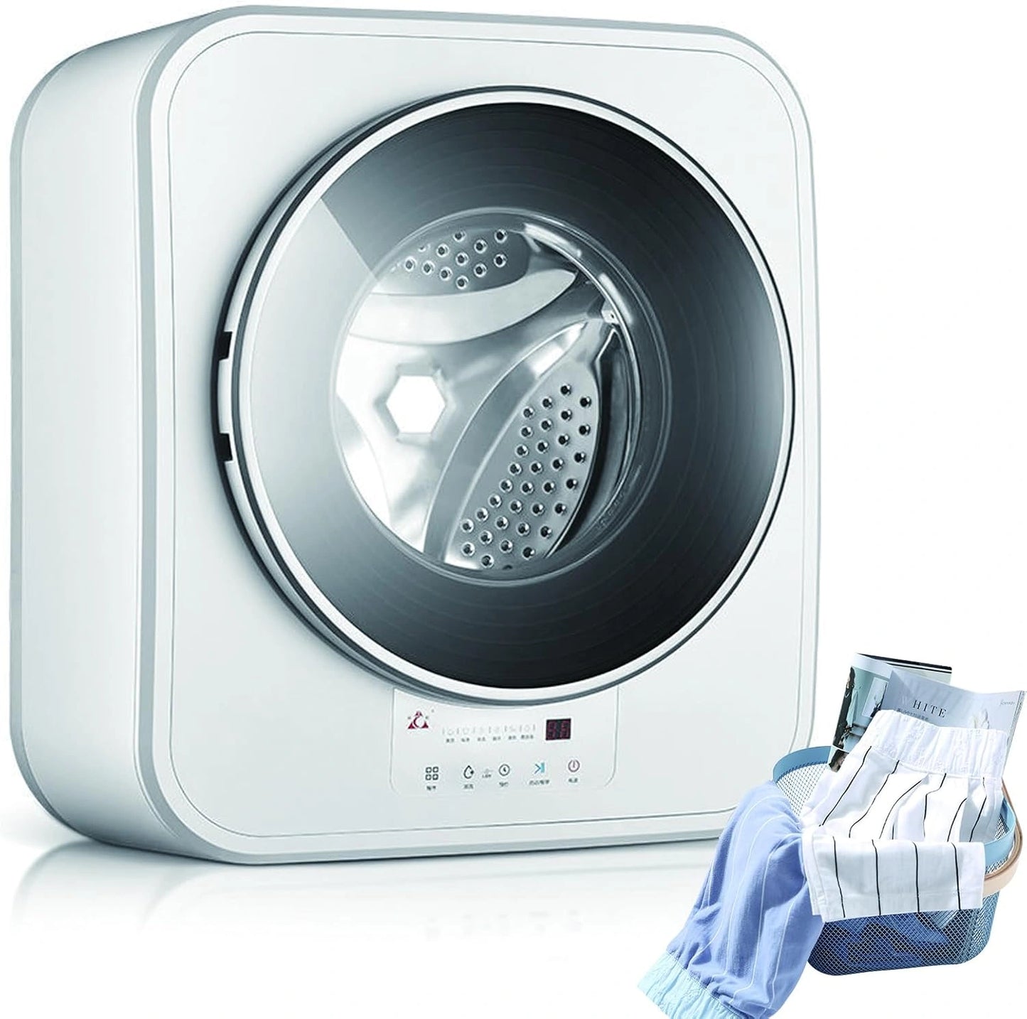 Lave-Linge Compact Mural 3KG avec Séchage Automatique, 800W, Lavage Rapide 15 Min