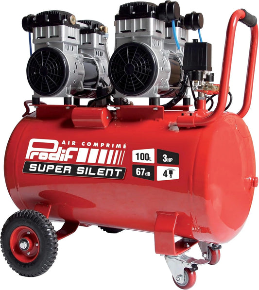 Compresseur Silencieux 100L 3CV 230V 8 Bar pour Atelier - Modèle PRODIF