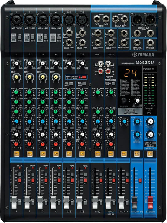Table de mixage Yamaha MG12XU avec 12 entrées, effets intégrés et USB